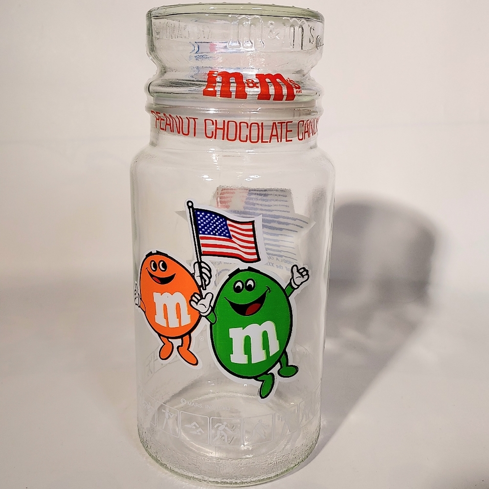 Vintage LA Olympic Games + M&M's Candies Commemorate Jar w/ Sealed Lid 1984